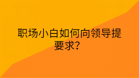 职场小白如何向领导提要求